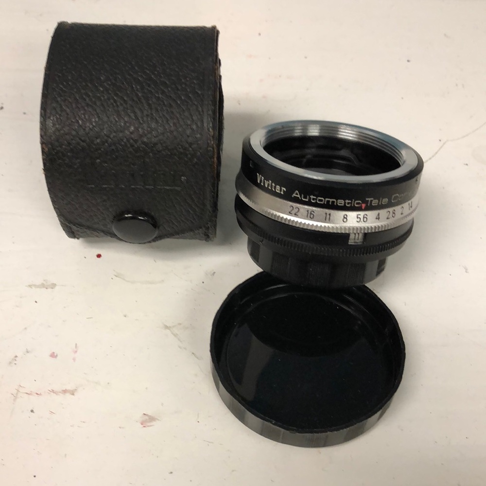 Vivitar Automatic Tele Converter 2X-1 M42 Screw Mount w/ Leather Case JAPAN